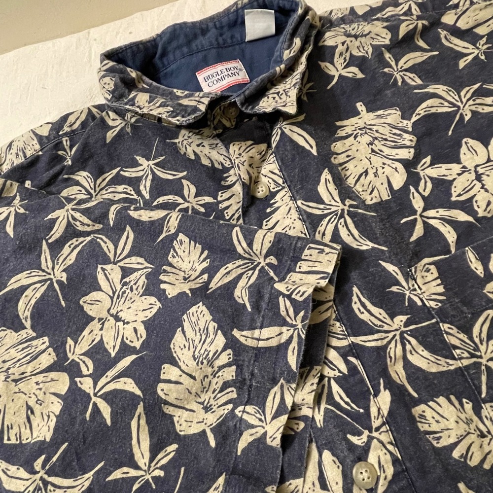 Bugle Boy Company XXL Mens Short Sleeve Floral Shirt Button‎ Down Casual Vintage